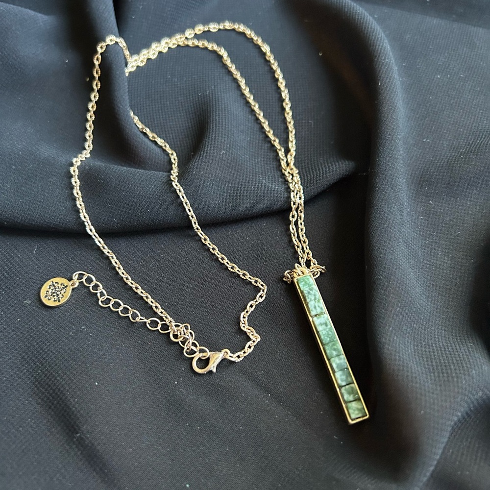 Choose Happy Inspirational Tagged Bar Necklace. Tag reads JM.